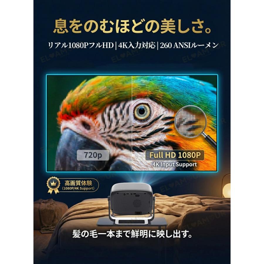 プロジェクター 小型 家庭用 Android12搭載 4K対応 全自動フォーカス