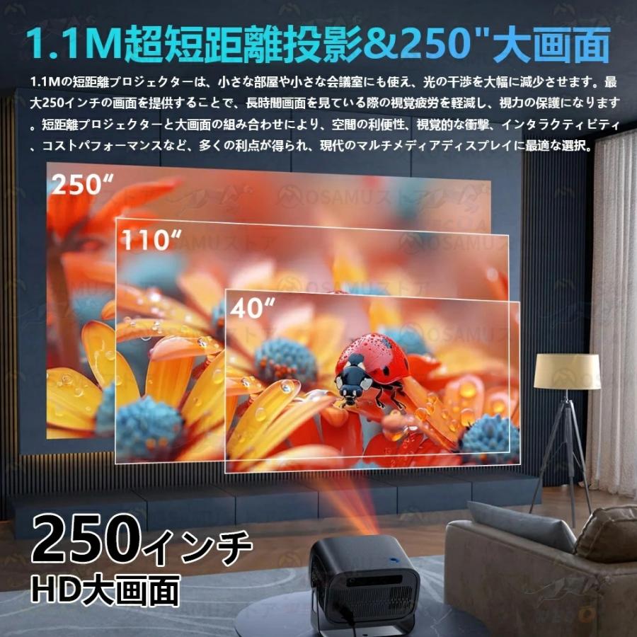 プロジェクター 小型 家庭用 天井投影 Android搭載 4K対応 電動