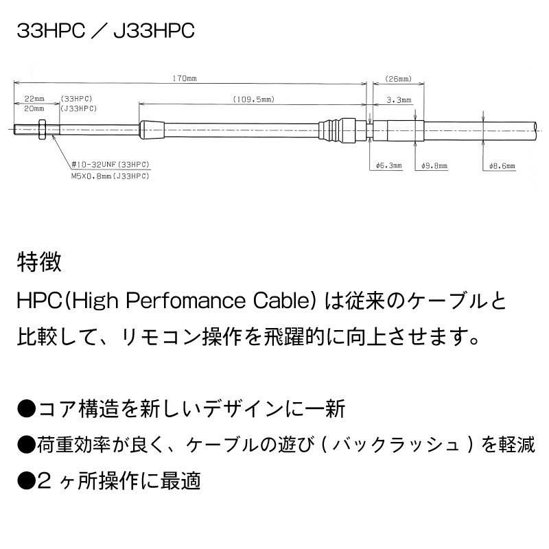 コントロールケーブル 33HPC インチネジ仕様 16FT ハイパフォーマンス プッシュプルケーブル テレフレックスモース社 リモコンケーブル_3