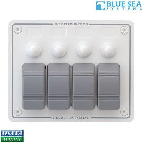 【スーパーセール】 ブルーシー BLUE SEA  防水サーキットブレーカーパネル 横型４連 ヨット機材、備品