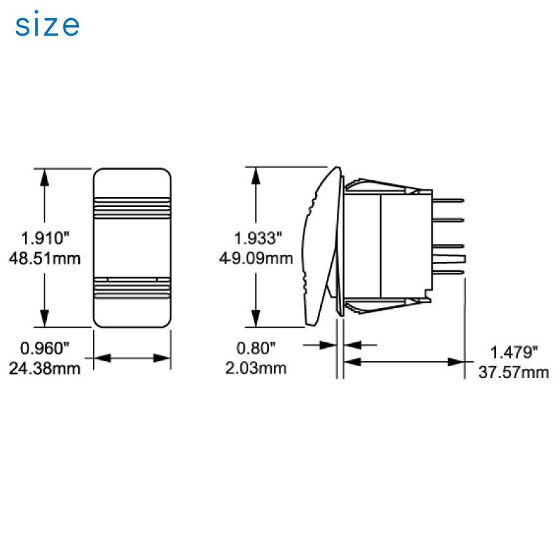 スイッチ 切替 防水ロッカースイッチ ビルジポンプ (ON)-OFF-ON SPDT