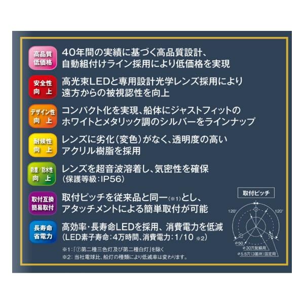 航海灯 LED 第二種舷灯 赤 左 ポートライト MLL-4AB2S シルバーボディ 12V 24V KOITO_1