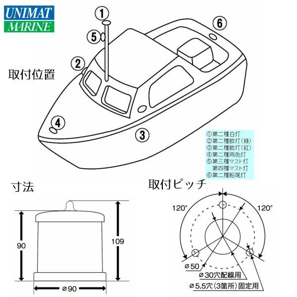 航海灯 LED 第二種舷灯 赤 左 ポートライト MLL-4AB2S シルバーボディ 12V 24V KOITO_2