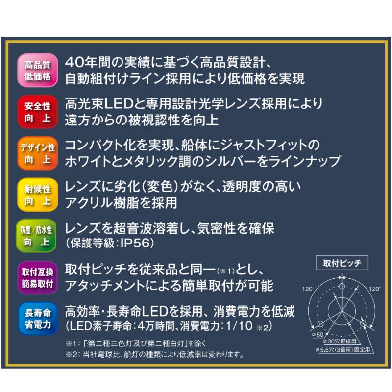 航海灯 LED 小型船舶用 3個セット 白灯 舷灯 緑 紅 ML-SET-S 航海灯 LED 小型船舶用 3個セット 白灯 舷灯 緑 紅 ML-SET-S