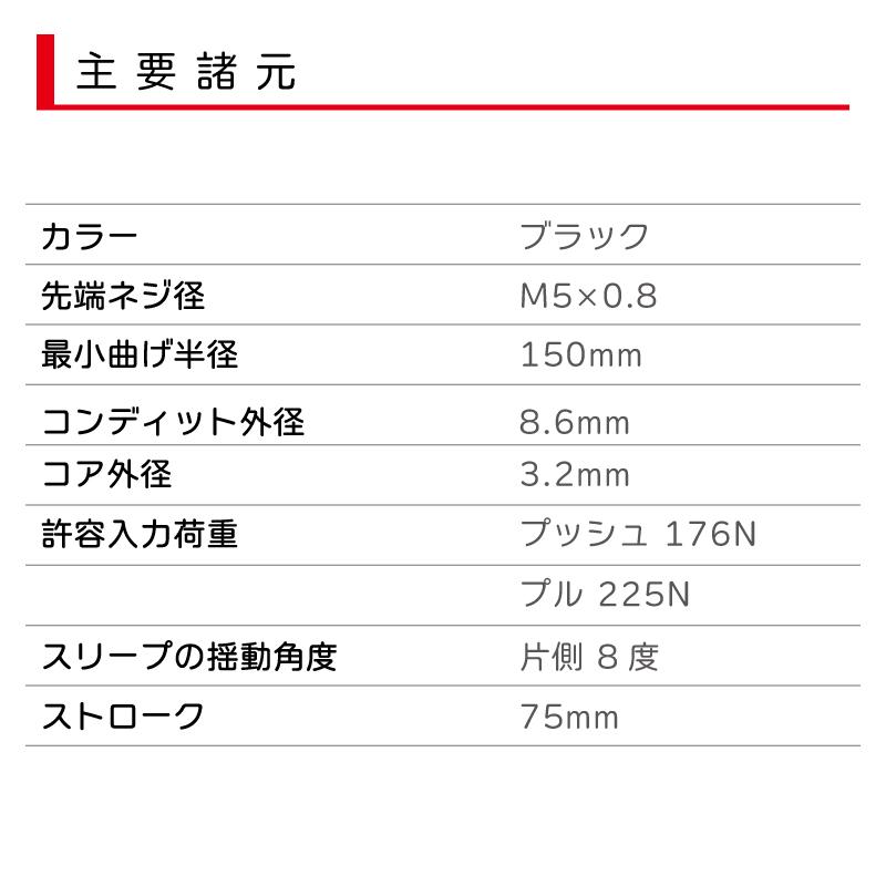 コントロールケーブル J33HPC ケーブル ミリネジ仕様 3.5m ニッパツ