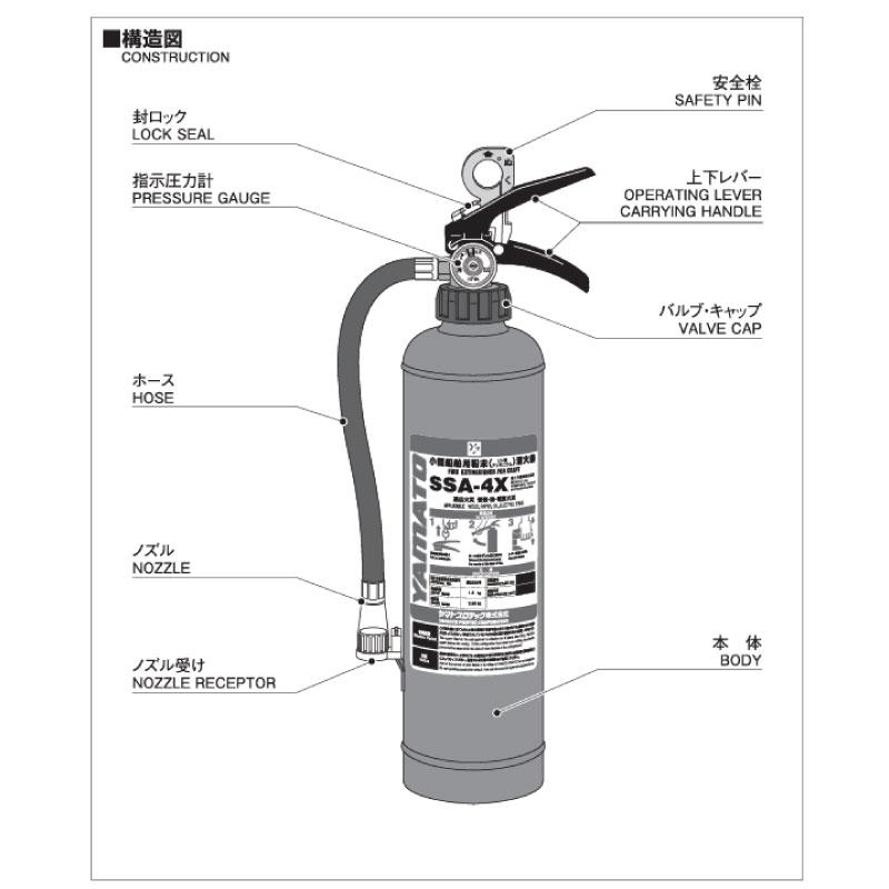 小型船舶用 粉末畜圧式 消火器 SSA-4X 法定備品 船検 小型船舶用 粉末畜圧式 消火器 SSA-4X 法定備品 船検