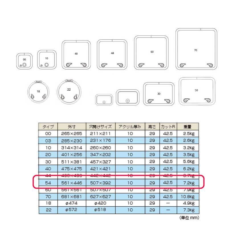 ボート ハッチ タイプ54用 船内側 フレーム GOIOT トリムリング ホワイト 白｜osawamarine｜03