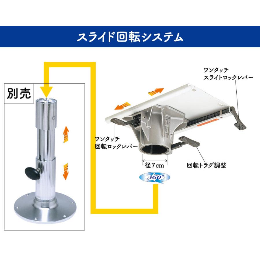 ボート ボートシート スイブル アルミシートベース用 スライド回転 