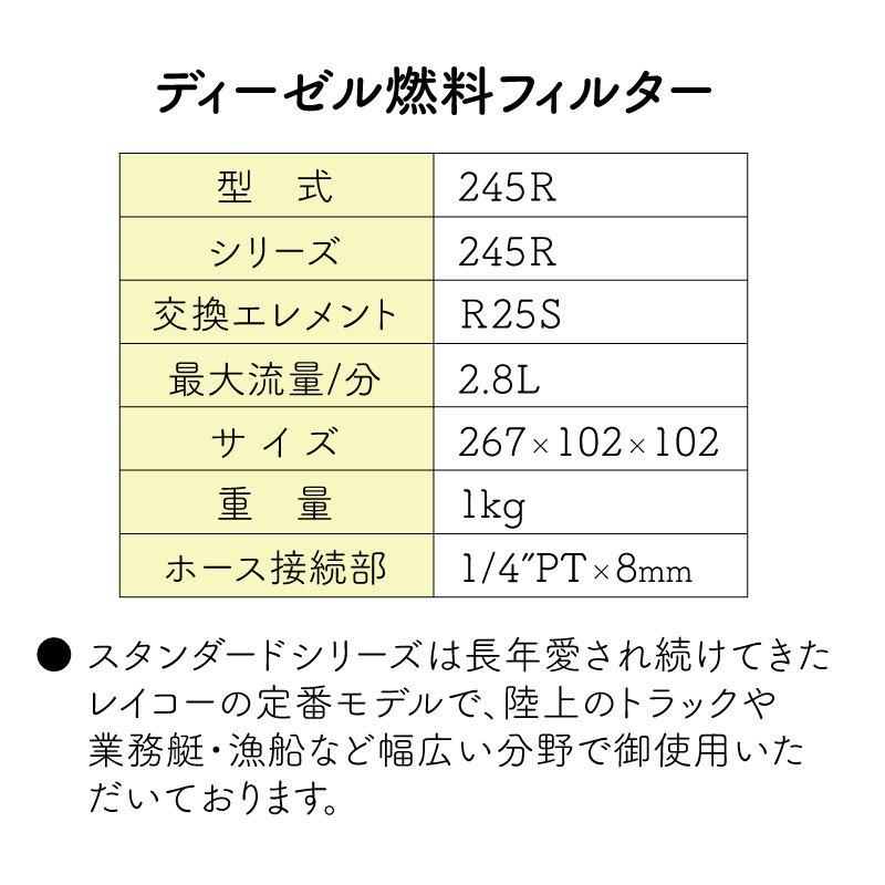 レイコー ディーゼル燃料フィルター STDシリーズ 245R｜osawamarine｜03