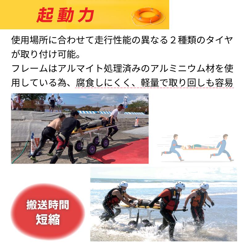 ファクトリーゼロ レスキューランチャー JLR080 Aタイヤ 救命 救助 搬送 災害救助 砂浜 レスキュー ストレッチャー 海 川 担架 ランチャー 運ぶ 消防 安定搬送の画像