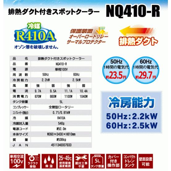 ナカトミ NAKATOMI 排熱ダクト付きスポットクーラー 工事不要 単相100V 