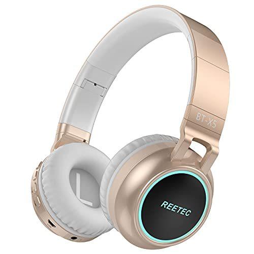 送料無料 Reetecワイヤレスヘッドフォンv4 0 Over Earイヤホンwithマイクとボリュームコントロールhi Fi Deep Bass Ledライト折 高級感 Turningheadskennel Com