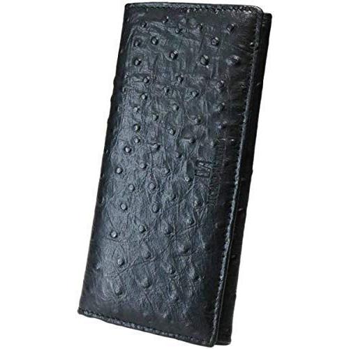 ブラック 二つ折り財布 メンズ 長財布 本革 ふたつおり財布 2つ折り財布 オーストリッチ レザー 人気 ブランド 薄型 F エブリデイデイgjショップ 通販 Yahoo ショッピング