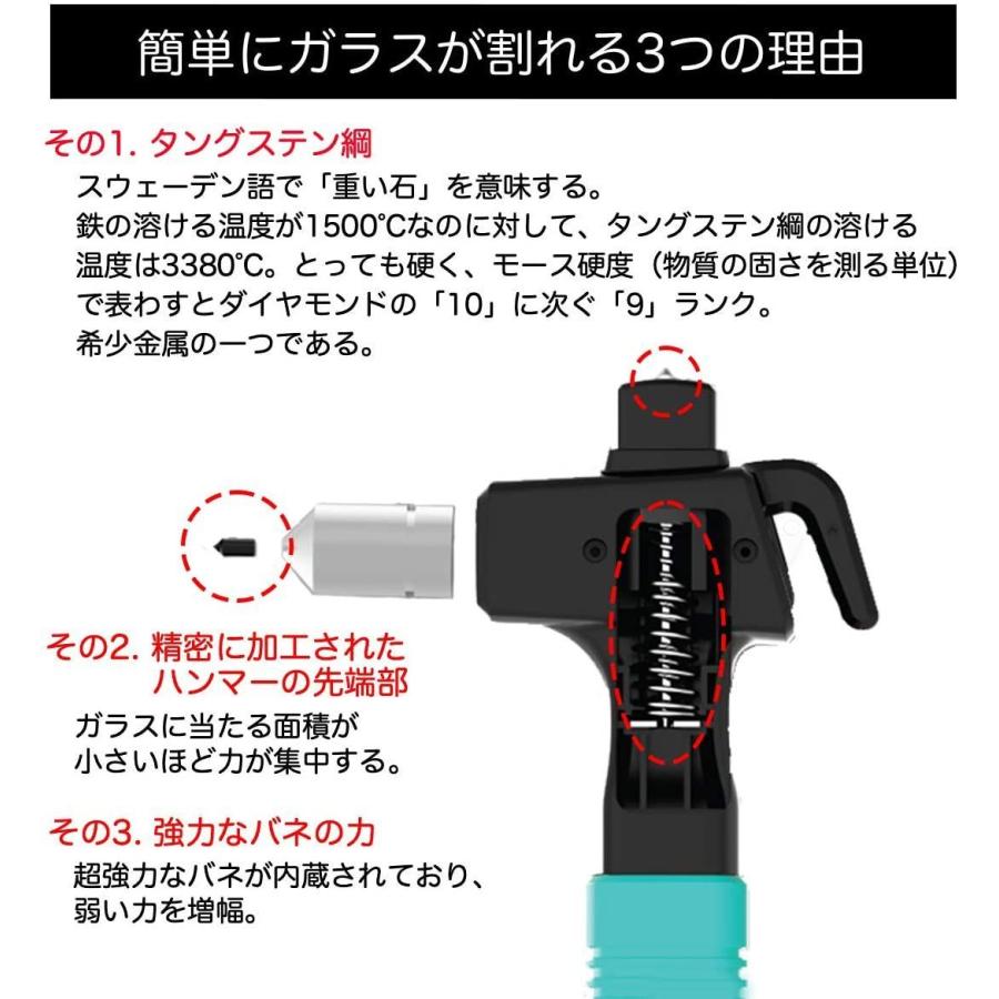 Stinger 3 In 1 緊急脱出ハンマー 送料無料新品 蓄光ハンドルタイプ シートベ 本当に割れるか確かめられる強化ガラス付属車用 脱出ハンマー