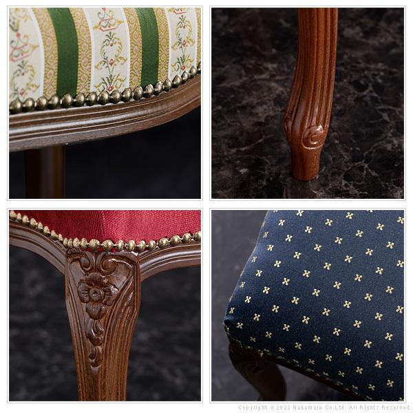 イタリア 家具 ヴェローナクラシック スツール 猫脚  輸入家具 椅子 チェア アンティーク風 5色 ファブリック 天然木 |  | 03