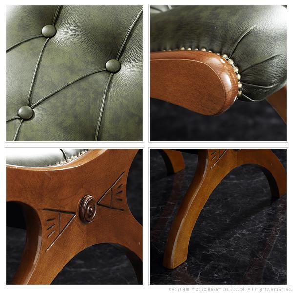 イタリア 家具 ヴェローナクラシック ロッキングチェア＆オットマン-革張り 革張  輸入家具 椅子 チェア アンティーク風 レザー グリーン 天然木 |  | 03
