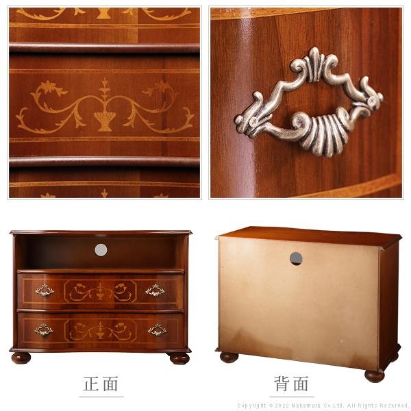 イタリア 家具 ヴェローナクラシック 丸脚2段オープンチェスト W75cm 丸脚  輸入家具 収納 引出し アンティーク風 エレガント おしゃれ 天然木 |  | 04