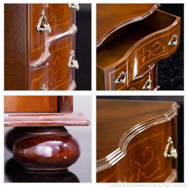 イタリア 家具 ヴェローナクラシック 丸脚3段チェスト W58cm 丸脚  輸入家具 収納 引出し アンティーク風 エレガント おしゃれ 天然木 |  | 03