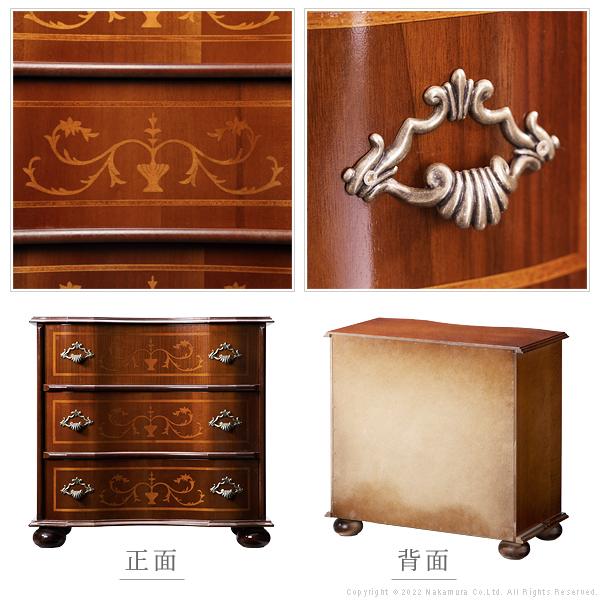 イタリア 家具 ヴェローナクラシック 丸脚3段チェスト W58cm 丸脚  輸入家具 収納 引出し アンティーク風 エレガント おしゃれ 天然木 |  | 04