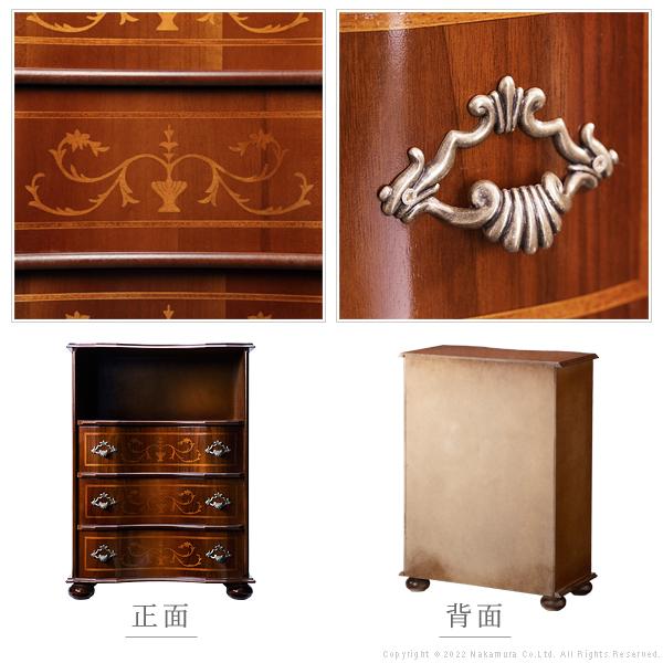イタリア 家具 ヴェローナクラシック 丸脚3段オープンチェスト W58cm 丸脚  輸入家具 収納 引出し アンティーク風 エレガント おしゃれ 天然木 |  | 04