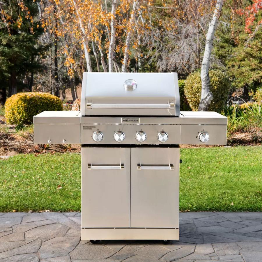 KitchenAid/キッチンエイド 4バーナー＋サイドバーナー ガスグリル 大型/BBQコンロ/屋外/本格的/バーベキュー/専用カバー付き 1902486お洗濯屋さん 通販
