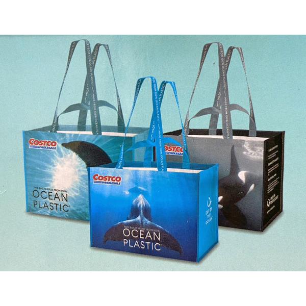 【3枚セット/オーシャン】costcoコストコ ショッピングバッグ/大型トートバッグ 3種類セット 51×28×36cm/ボトルホルダー付き