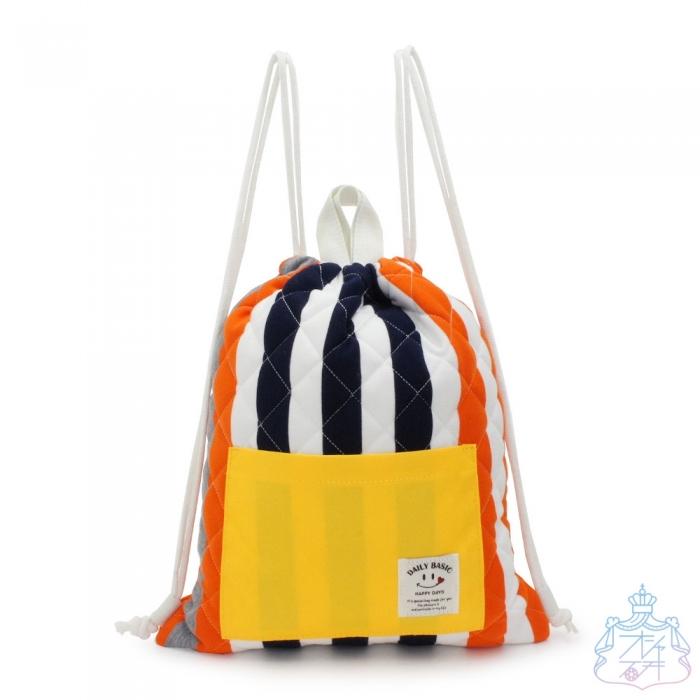 ストライプキルト 巾着 ナップサック オレンジ 体操服入れ 子供