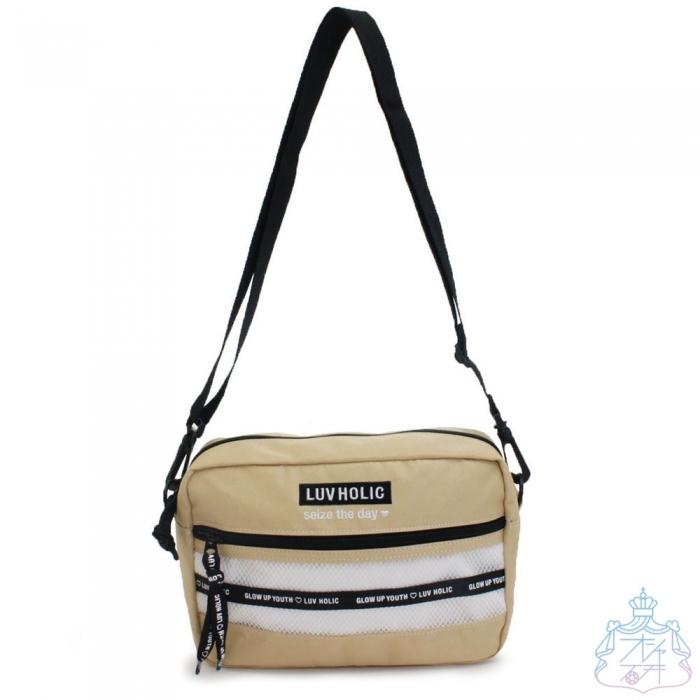 ホワイトメッシュ ヨコ型ショルダー ベージュ ショルダーバッグ 女の子