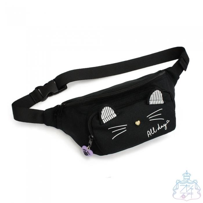 ネコミミst ウエストバッグ ブラック ウエストポーチ 斜め掛け 子供 キッズ 小学生 女の子 オシャレ総合研究所 Yahoo 店 通販 Yahoo ショッピング