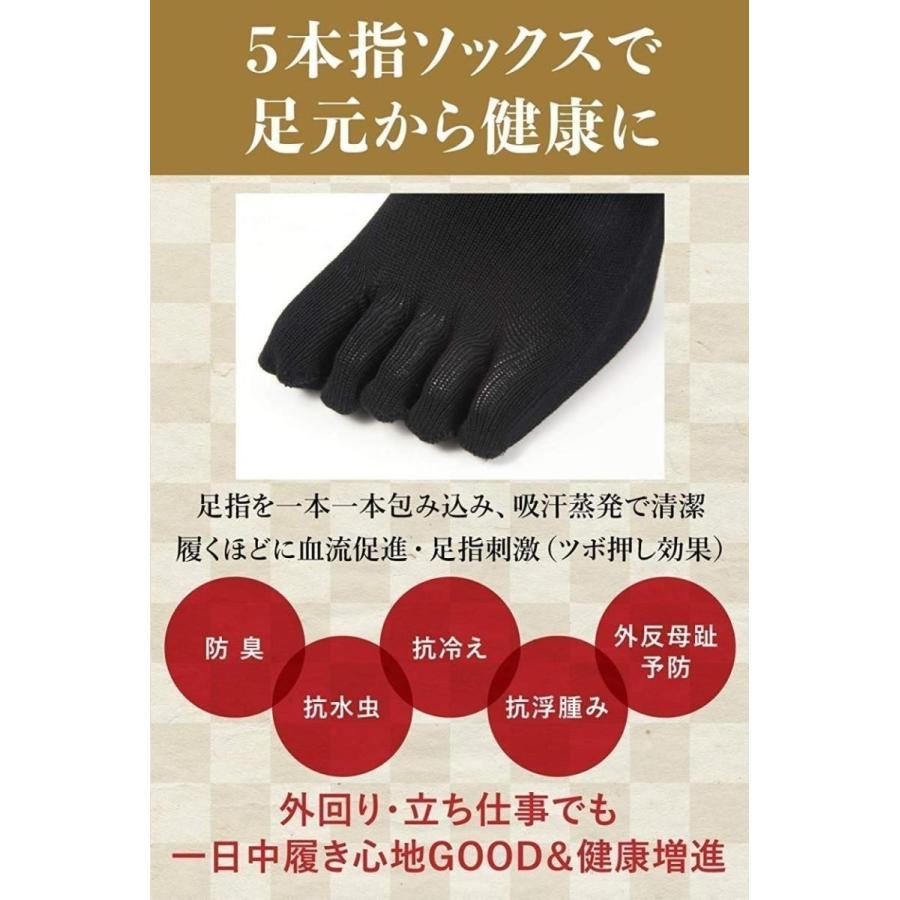 【社長の靴下】 滑り止め付き 5本指ソックス くるぶし丈 5足セット  日本製 ガスシルケット 消臭 バリア 抗菌 高通気性 吸汗 メンズ 靴下 25-27cm 父の日｜oshalets｜03