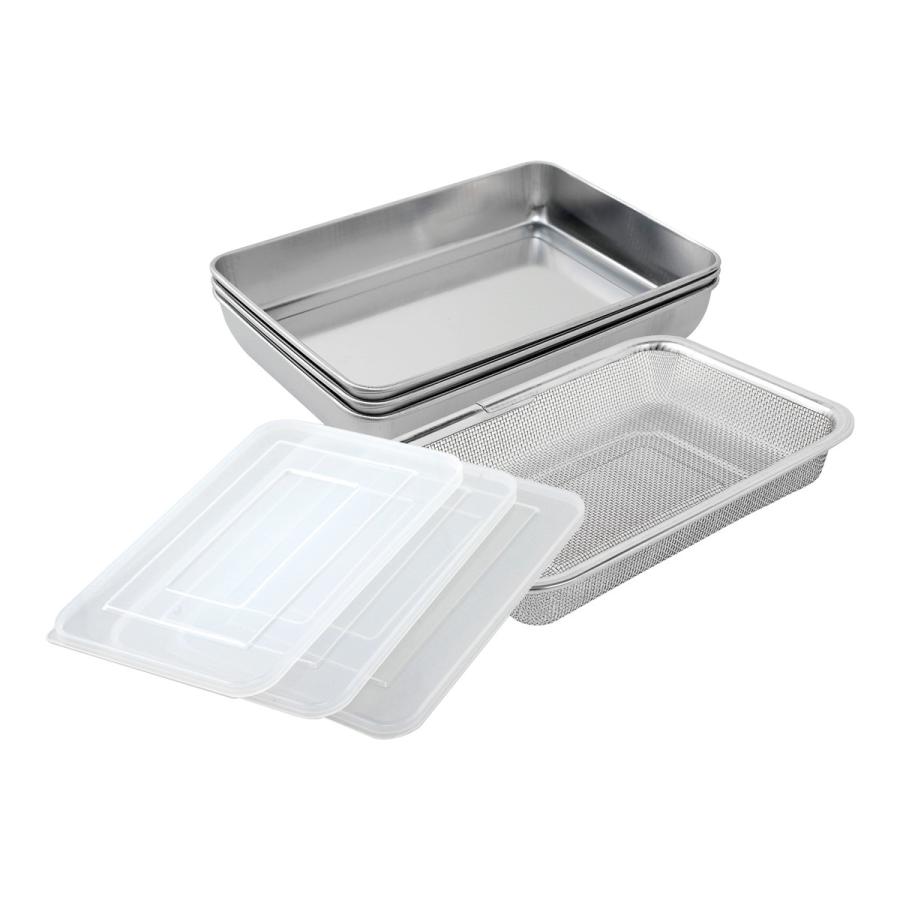 アーネスト（Arnest） 蓋付き ステンレスバット 角型ザルセット A