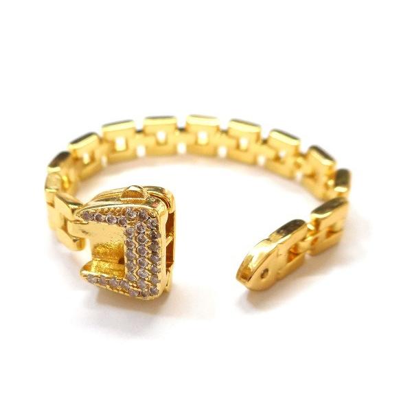 アクセサリー ベルトリング Aタイプ 完成品 ベルト デザイン リング フリーサイズ 指輪 キラキラ ラインストーン シルバー ゴールド ギフト プレゼント |  | 01