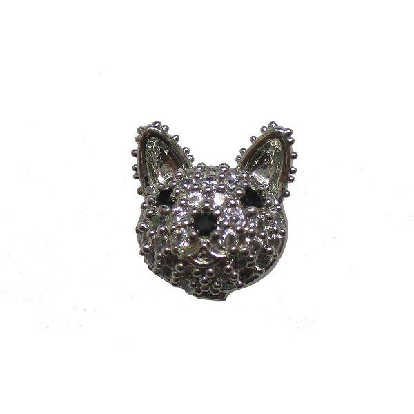 マスクアクセサリー マスクピアス m-pb-059 猫 ネコ ねこ マスピア キラキラ マスクチャーム おしゃれマスク シルバー ブラックラインストーン m-pb-059 | 