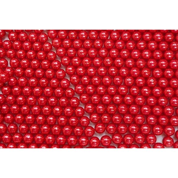 カラーパール レッド 穴無し 5サイズ アクセサリー材料 ビーズパーツ