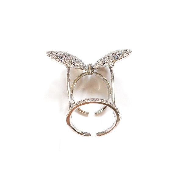 蝶々の羽根リング　骨董品 本物の蝶の羽 舞蝶リング フリーサイズ スルコウスキーモルフォ