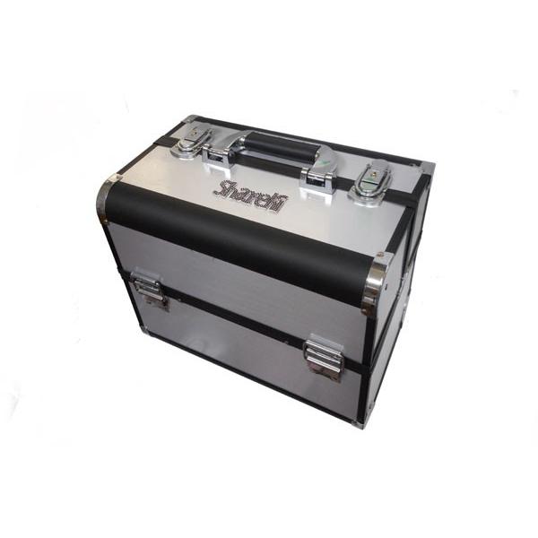 ビーズ ライン ストーン メイク 道具 収納 ケース ボックス プロ用 シルバー×ブラック SHAREKI