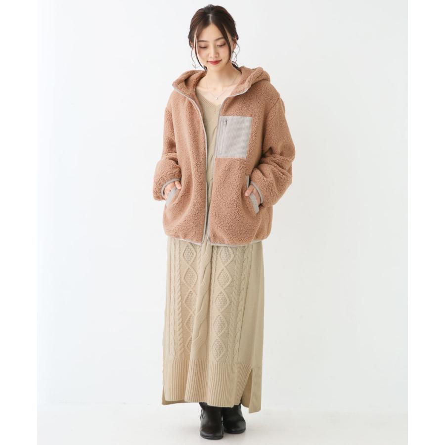 送料無料 福袋 レディース ボアブルゾン 長袖 ニットワンピ まろやかカラーのふんわりコーデ2点set 返品 交換不可 メール便不可 オシャレウォーカー 通販 Paypayモール