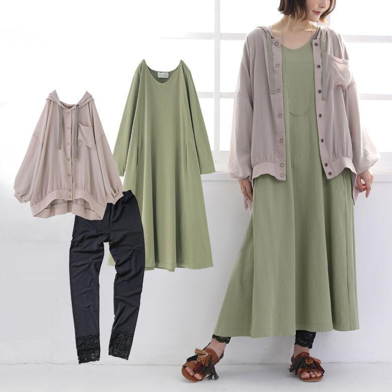 送料無料 福袋 レディース ブルゾン ロングワンピース レギンス 柔らか印象ブルゾン ワンピコーデ3点set 返品 交換不可 メール便不可 オシャレウォーカー 通販 Paypayモール