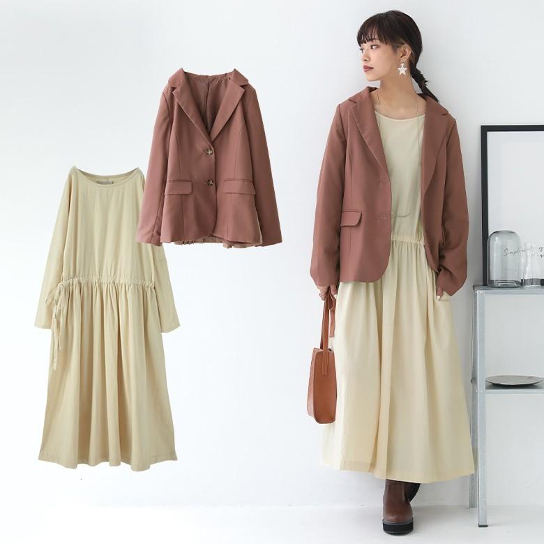 送料無料 福袋 レディース テーラードジャケット 長袖 ロングワンピース 後ろ姿まで抜かりなくお洒落なコーデ2点set 返品 交換不可 メール便不可 オシャレウォーカー 通販 Paypayモール
