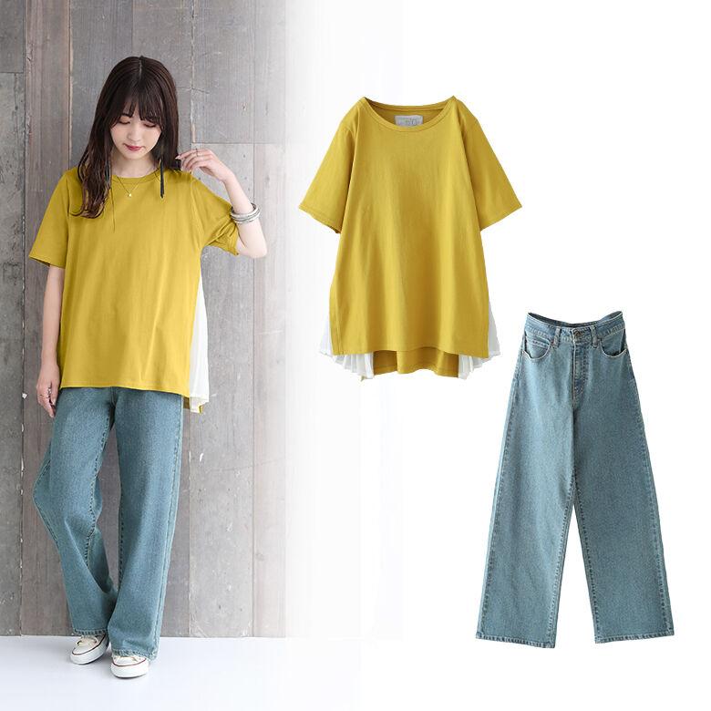 福袋 レディース 春夏 Tシャツ 半袖 サイドプリーツ デニムパンツ デザイントップスで夏のお洒落なデニムコーデ2点set 返品 交換不可 メール便不可 Ciz0441 オシャレウォーカー 通販 Yahoo ショッピング