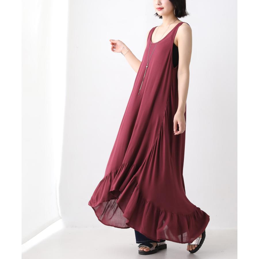 購買 レディース ロングワンピース フレア シンプル パステル 無地 ノースリーブ シンプルロングフレアーワンピ メール便不可