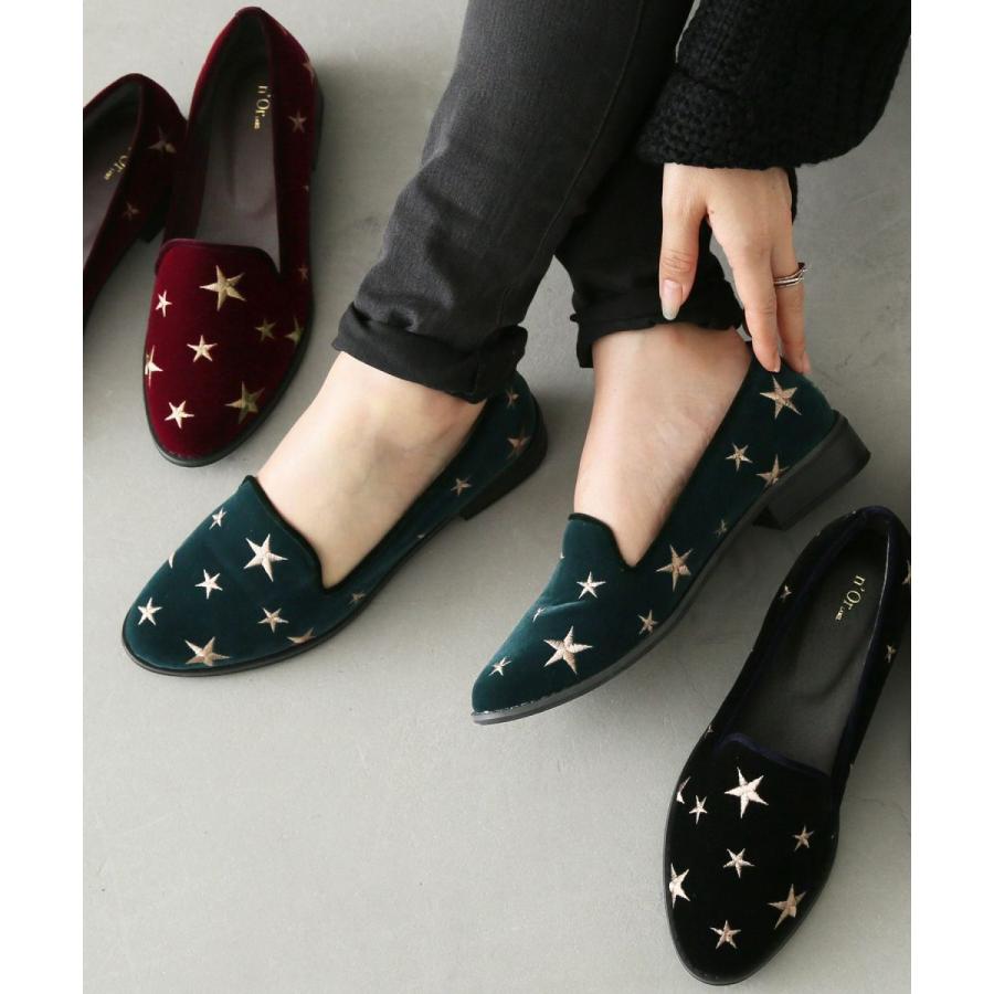 シューズ レディース 秋冬 パンプス ローファー 靴 ローヒール 刺繍 ベロア 星柄刺繍オペラシューズ メール便不可 オシャレウォーカー 通販 Paypayモール