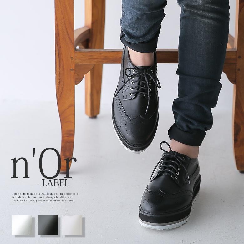 オックスフォードシューズ レディース スニーカー パンプス シューズ 靴 プラットフォーム 配色 ウィングチップ厚底シューズ かわいい