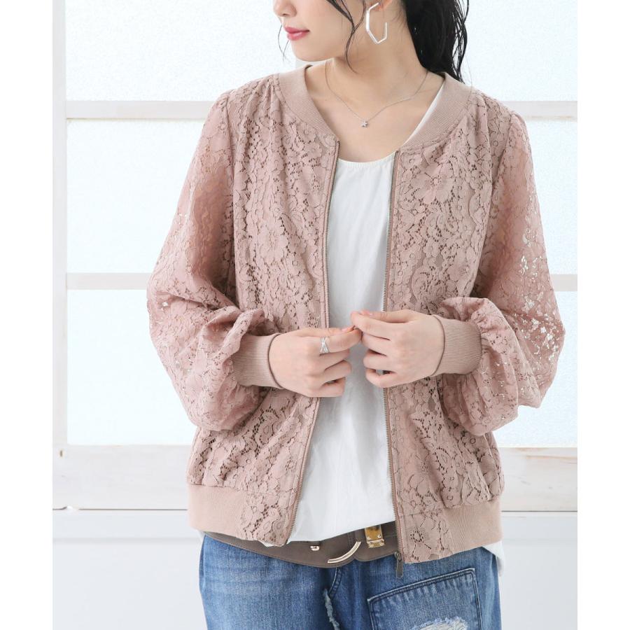 ショート ブルゾン レディース ライトアウター 羽織 長袖 Vネック 総レース 花柄 スプリングコート フラワー総レースブルゾン メール便不可 オシャレウォーカー 通販 Paypayモール