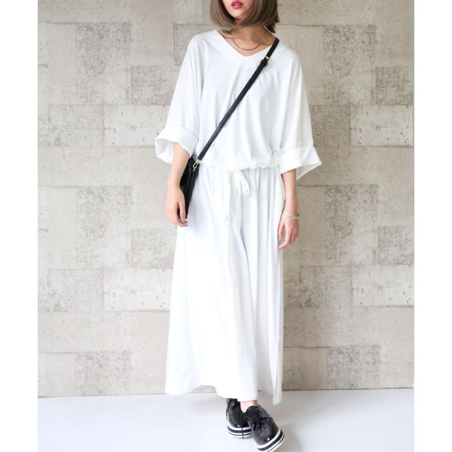 ワンピース レディース Vネック 7分袖 スリット ゆるっとシンプルロングワンピース 返品交換不可 メール便不可 オシャレウォーカー 通販 Paypayモール