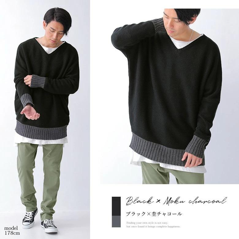osharewalker ニット セーター メンズ トップス Vネック 長袖 osharewalker ニット セーター メンズ トップス Vネック 長袖