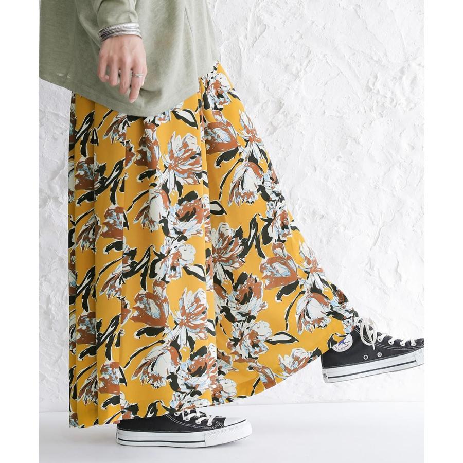 激安通販専門店 ロング パンツ レディース ボトムス ワイド スカーチョ ガウチョ 花柄 総柄 ボタニカル 配色 ビッグフラワーワイドパンツ メール便不可