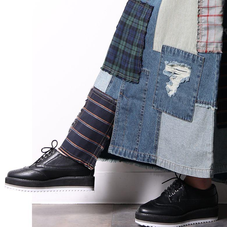 アシメ ロング 異素材 アシメ パッチワークデニムスカート オシャレウォーカー 通販 Paypayモール スカート デニム