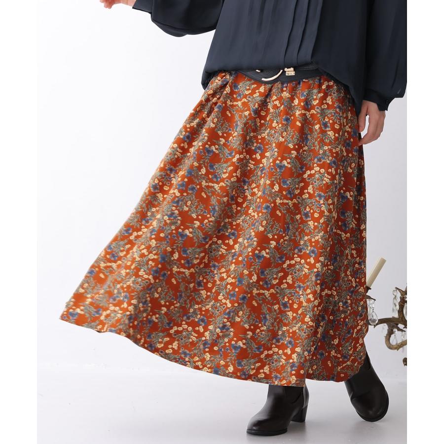 ロング スカート レディース ボトムス フラワープリント フレアスカート 花柄 裏地付き 綿100 セットアップ レトロフラワーロングスカート メール便不可 オシャレウォーカー 通販 Paypayモール