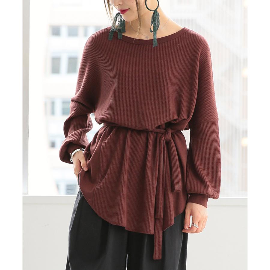 カットソー レディース トップス リボン ウエストマーク フライス 2wayワッフルカットソー 返品交換不可 メール便不可 オシャレウォーカー 通販 Paypayモール